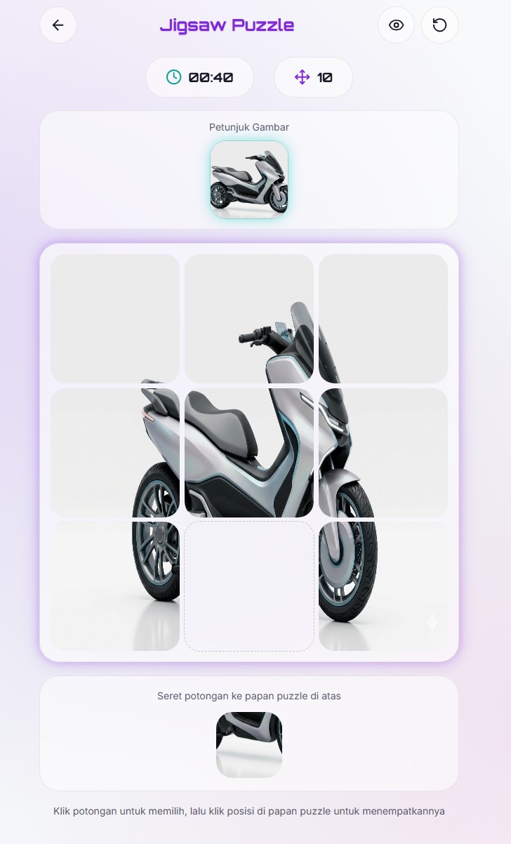 Permainan puzzle tiga kali tiga dengan gambar produk