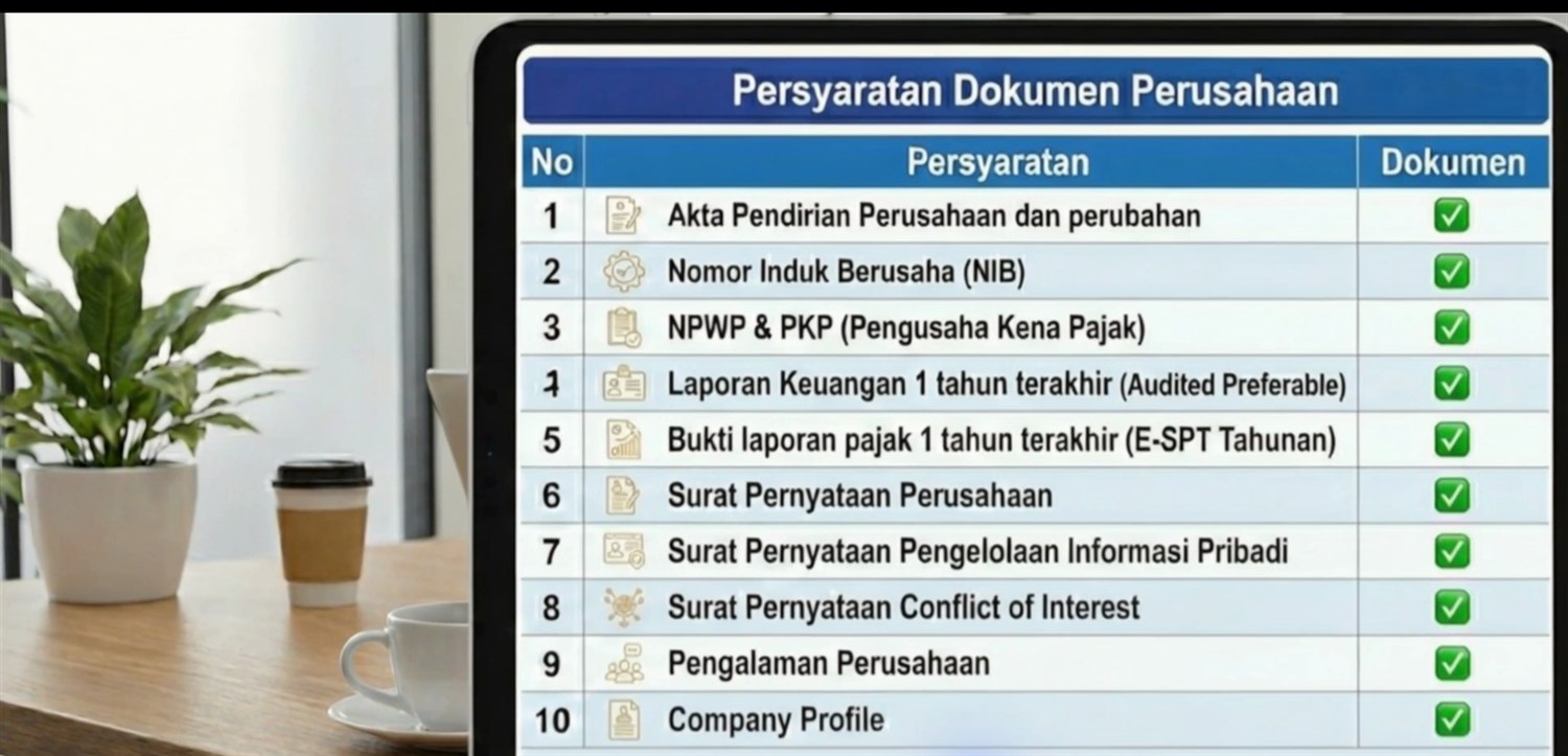 Tabel persyaratan dokumen perusahaan untuk pendaftaran vendor